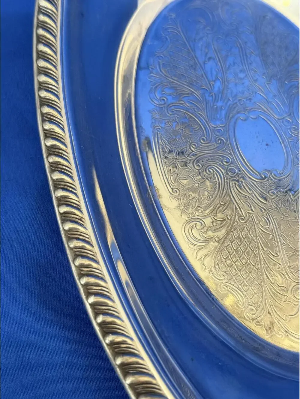 Vintage Crosby Oval Silver Plated Dish/Serving Bread/Trinket Tray 12.5” x 6.75”